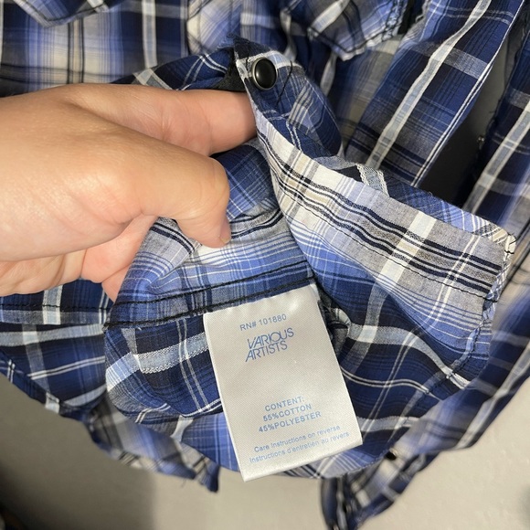 Various Artists Western Mens Plaid Long Sleeve Button Down Shirt - Picture 4 of 5